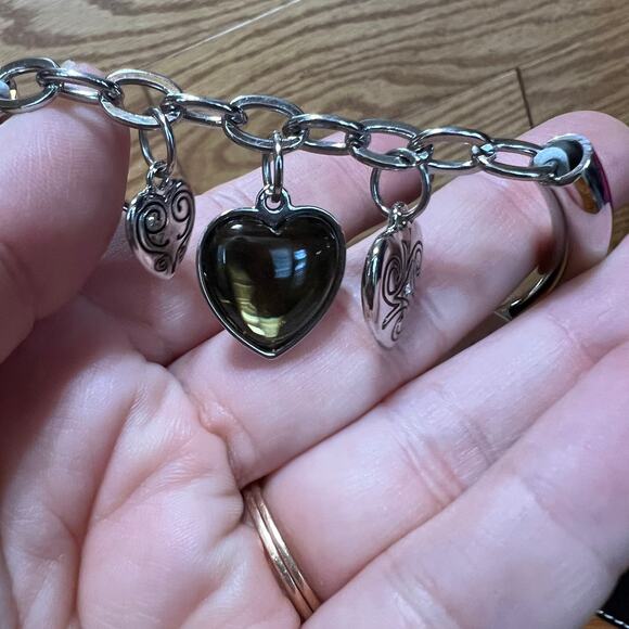 Lia Sophia Heart To Heart Lobster Clasp Bracelet Silver Tone Vtg NEW Heart Charm - Picture 7 of 7